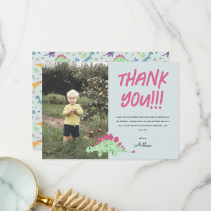 Carte De Remerciements Garçons Cute Blue Dinosaur Jungle Anniversaire de 