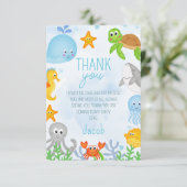 Carte De Remerciements Garçons sous la mer Un de la mer Premier anniversa (Debout devant)