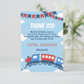 Carte De Remerciements Garçons Train Chugga Deux Drapeaux Bleu Rouge Blan (Debout devant)