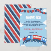 Carte De Remerciements Garçons Train Chugga Deux Drapeaux Bleu Rouge Blan (Devant / Derrière)