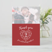 Carte De Remerciements Garnet gemstone coeur anniversaire 2 ans photo (Debout devant)