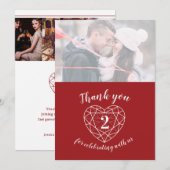 Carte De Remerciements Garnet gemstone coeur anniversaire 2 ans photo (Devant / Derrière)