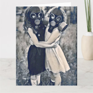 CARTE DE REMERCIEMENTS GAS MASK AMIS JUSQU'À LA FIN DE L'ANNIVERSAIRE
