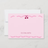 Carte De Remerciements Gâteau Cerise Robe de Mariée Rose Froufrou  (Dos)