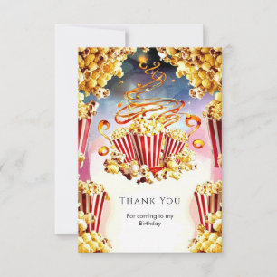 Carte De Remerciements Gâteau d'anniversaire au popcorn aquarelle enchant