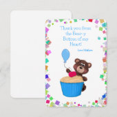 Carte De Remerciements Gâteau d'anniversaire Cupcake Bleu Ourson Chéri (Devant / Derrière)