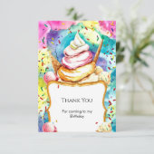 Carte De Remerciements Gâteau d'anniversaire de glace au tourbillon paste (Debout devant)