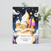 Carte De Remerciements Gâteau d'anniversaire de glace en cône fantaisiste (Debout devant)