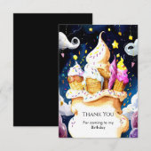 Carte De Remerciements Gâteau d'anniversaire de glace en cône fantaisiste (Devant / Derrière)