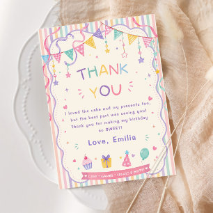 Carte De Remerciements Gâteau d'anniversaire pastel