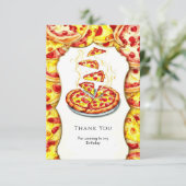 Carte De Remerciements Gâteau d'anniversaire pizza aquarelle enchantée (Debout devant)