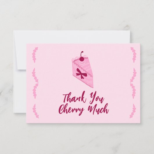 Carte De Remerciements Gâteau de cerise Rose à fronce Mariage  (Devant)