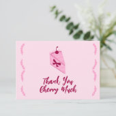 Carte De Remerciements Gâteau de cerise Rose à fronce Mariage  (Debout devant)
