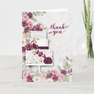 Carte De Remerciements Gâteau de Mariage aux Renoncules Plum