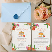 Carte De Remerciements Gâteau de pêche à l'aquarelle avec Bridal Shower F