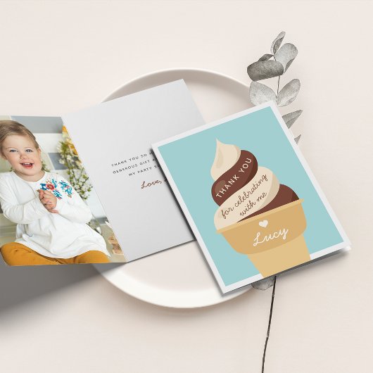 Carte De Remerciements Gâteau glacé au chocolat et vanille pour enfants