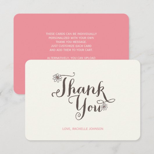 Carte De Remerciements Gâteau rose sucré Fleurs blanches 1er anniversaire (Devant / Derrière)