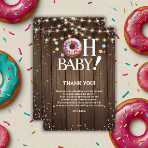 Carte De Remerciements Gâteau Rustique Oh Bébé Donut & Saupoudrer Kawaii