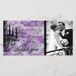 Carte De Remerciements GC Jolie lustre violet gris Damas
