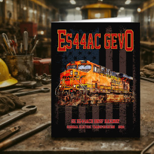 Carte De Remerciements GE ES44AC GEVO Locomotive et drapeau américain