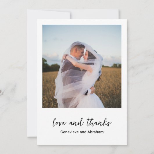 Carte De Remerciements Genevieve Photographie noir et blanc Mariage moder (Devant)