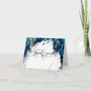 Carte De Remerciements Géode Aquarelle Saphir Bleu BarefootBride™