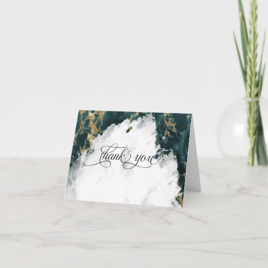 Carte De Remerciements Géode aquarelle Smokey Teal BarefootBride™ (Devant)