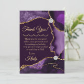 Carte De Remerciements Géode d'agate dorée violette Anniversaire (Debout devant)
