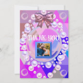 Carte De Remerciements Géométrique Abstrait Violet Perle Moderne Bohème C (Devant)