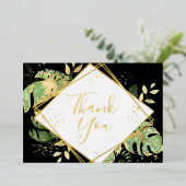Carte de remerciements géométrique Tropical Black  (Debout devant)