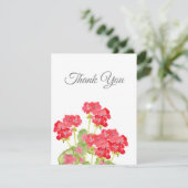 Carte De Remerciements Geraniums d'aquarelles rouges 2 (Debout devant)