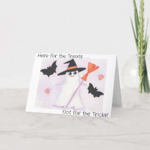 Carte De Remerciements Ghost mignon avec chauves-souris et bonbons