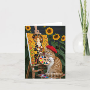 Carte De Remerciements Ginger Kitty Artiste Peinture Klimt Garden