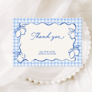 Carte De Remerciements Gingham Bleu Citron d'Amalfi