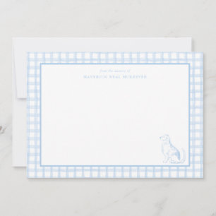 Carte De Remerciements Gingham Chien Bébé Garçon Papeterie de la Nurser