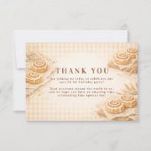 Carte De Remerciements Gingham Cinnamon Roll Little Bun 1st Birthday (Devant)