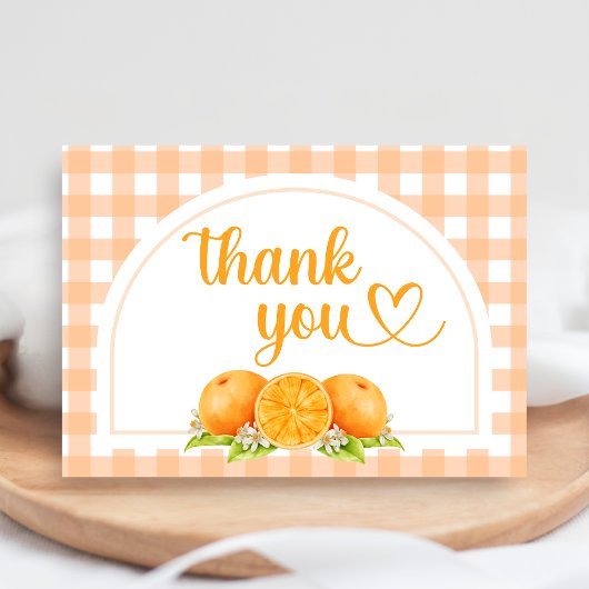Carte De Remerciements Gingham Orange Baby Shower