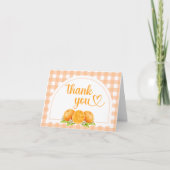 Carte De Remerciements Gingham Orange Baby Shower (Devant)