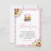 Carte De Remerciements Gingham Rose Moderne Fraîchement Arr contention du (Devant)