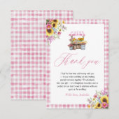 Carte De Remerciements Gingham Rose Moderne Fraîchement Arr contention du (Devant / Derrière)