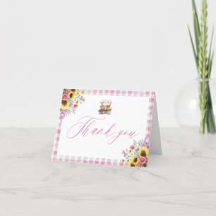 Carte De Remerciements Gingham Rose Moderne Frais du Marché