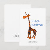 Carte De Remerciements Girafe (Devant / Derrière)