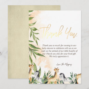 Carte De Remerciements Girafe mignonne, zèbre part