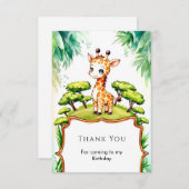 Carte De Remerciements Giraffe d'aquarelle simple (Devant / Derrière)