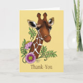 Carte De Remerciements Giraffe Fleurs de Portrait Jaunes (Devant)