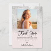 Carte De Remerciements Girl Grunge Silver Pink Parties scintillant Foil P (Devant)