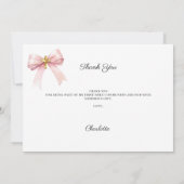 Carte De Remerciements Girl photo pink bow cross Confirmation (Dos)