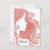 Carte De Remerciements Girl Silhouette Mini Coeurs Graduation (Devant)