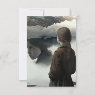 Carte De Remerciements Girl with clouds