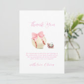 Carte De Remerciements Girly Bow Pacifier Baseball Sport Baby Shower (Debout devant)
